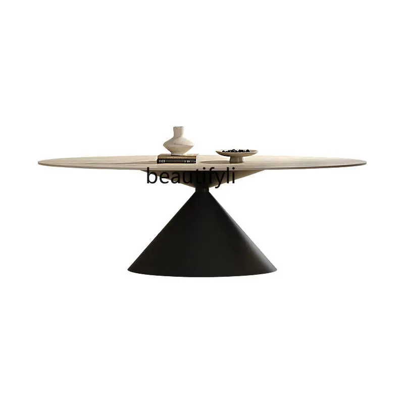 French retro travertine rock slab dining table oval designer medium and ancient style home dining table
French retro travertine rock slab dining table oval designer medium and ancient style home dining table