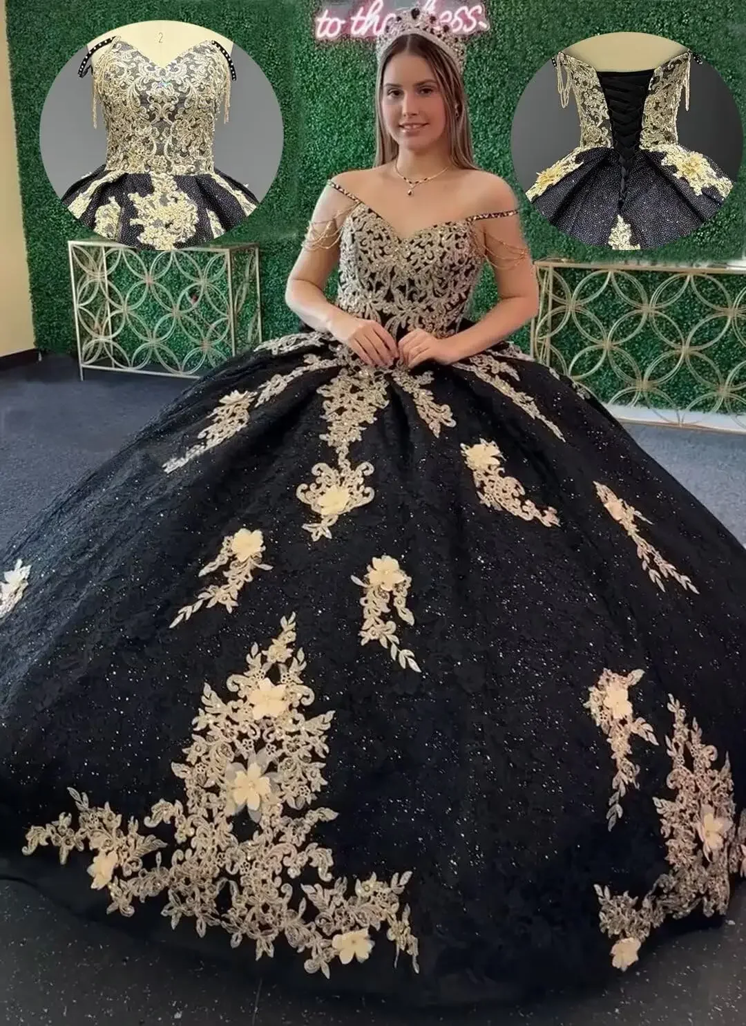 Layered Ruffles Beaded Ball Gown Gold Appliques Quinceanera Dresses with Train Spaghetti Strap Lace Sweet 16 Dresses
Layered Ruffles Beaded Ball Gown Gold Appliques Quinceanera Dresses with Train Spaghetti Strap Lace Sweet 16 Dresses