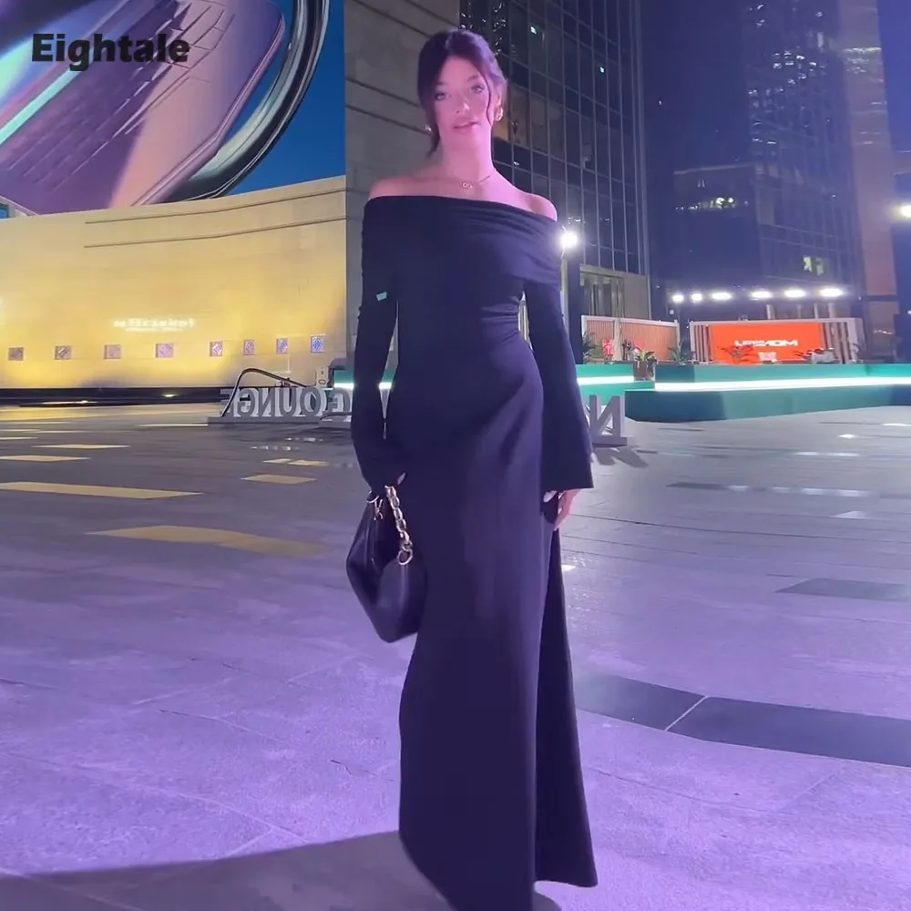 Eightale Arabic Evening Dresses Strapless Long Sleeve Customized Strethcy Satin Black Mermaid Party Prom Gowns robe de soirée
Eightale Arabic Evening Dresses Strapless Long Sleeve Customized Strethcy Satin Black Mermaid Party Prom Gowns robe de soirée