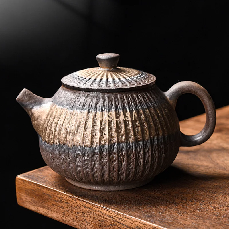 8.5x13cm Coarse Pottery Striped Teapot Household Hand-held Teapot Chinese Style Tea Pot Tea Set Accessories Living Room Supplies
8.5x13cm Coarse Pottery Striped Teapot Household Hand-held Teapot Chinese Style Tea Pot Tea Set Accessories Living Room Supplies