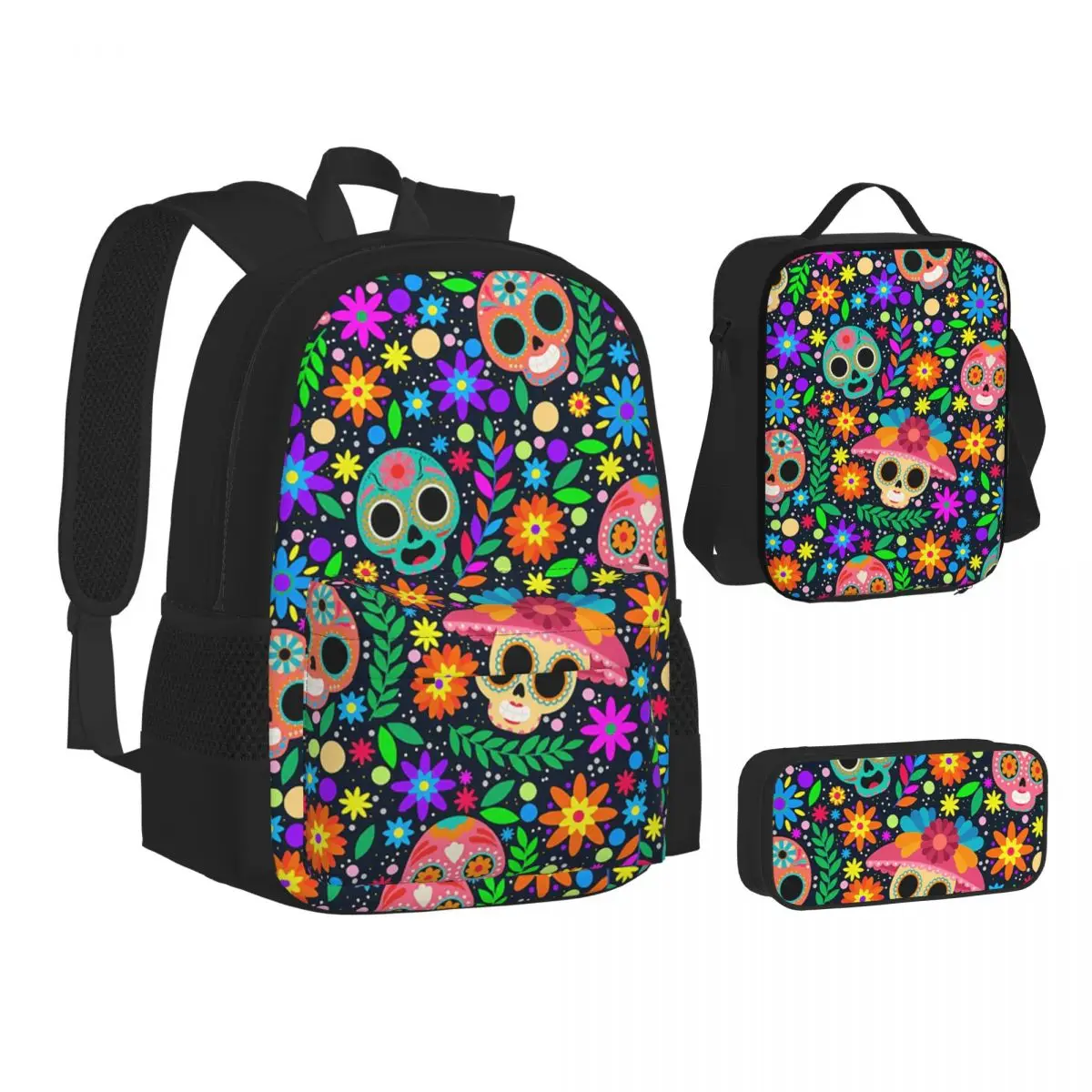 Sugar Skull Mexican Flower Halloween Day Of The Dead BackpacksStudents SchoolBags Kids Rucksack LunchBag Pen Bag Three-Piece Set
Sugar Skull Mexican Flower Halloween Day Of The Dead BackpacksStudents SchoolBags Kids Rucksack LunchBag Pen Bag Three-Piece Set