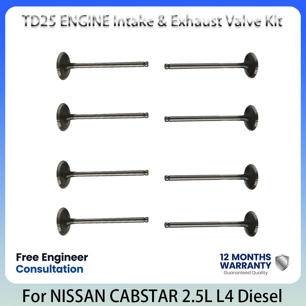 8pcs New Intake & Exhaust Valve Kit For NISSAN 2.5L 2.5 L T L4 Diesel TD25 1986-2005 13201-44G00 CABSTAR NAVARA PICK UP URVAN
8pcs New Intake & Exhaust Valve Kit For NISSAN 2.5L 2.5 L T L4 Diesel TD25 1986-2005 13201-44G00 CABSTAR NAVARA PICK UP URVAN