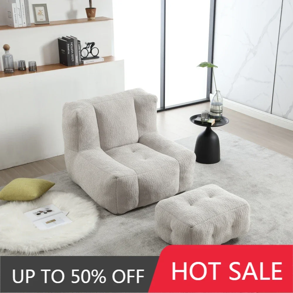 Giant Velvet Bean Bag Sleeper Chair with Ottoman, Fluffy Memory Foam Lazy Floor Couch Sofa, for Living Room Bedroom, Light Grey
Giant Velvet Bean Bag Sleeper Chair with Ottoman, Fluffy Memory Foam Lazy Floor Couch Sofa, for Living Room Bedroom, Light Grey