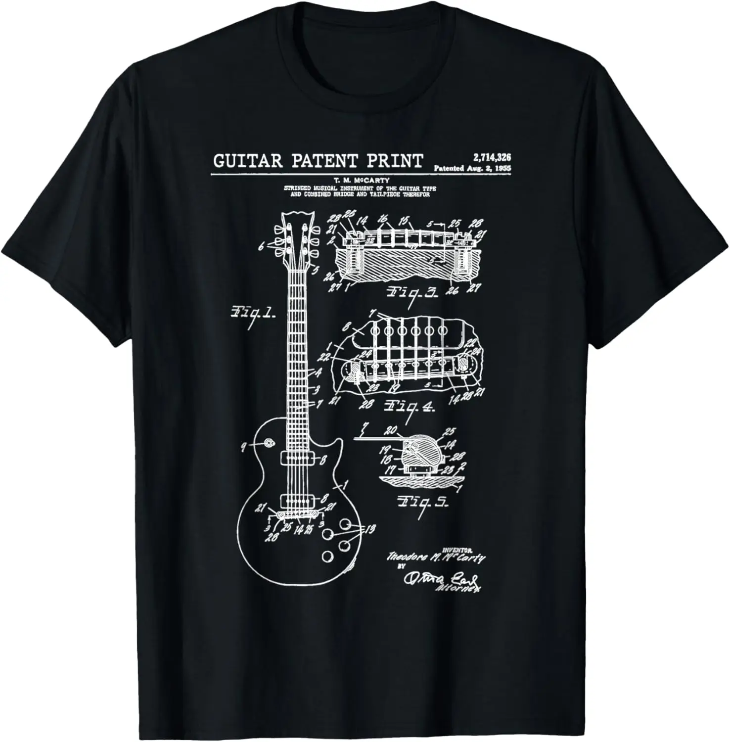 Паттентный принт для гитары 1955 г. — винтажная патентная футболка с музыкой
Паттентный принт для гитары 1955 г. — винтажная патентная футболка с музыкой