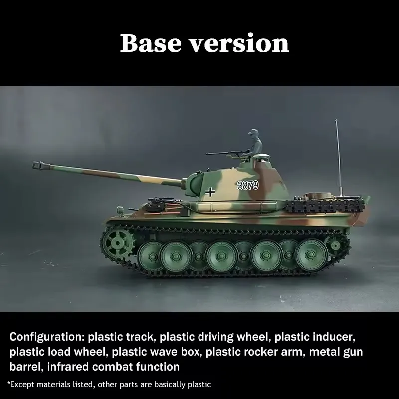 Henglong 3879 1/16 Plastic German Panther G RTR RC Tank7.0 - 2.4G , BB Shooting & Smoke Function for Birthday gift
Henglong 3879 1/16 Plastic German Panther G RTR RC Tank7.0 - 2.4G , BB Shooting & Smoke Function for Birthday gift