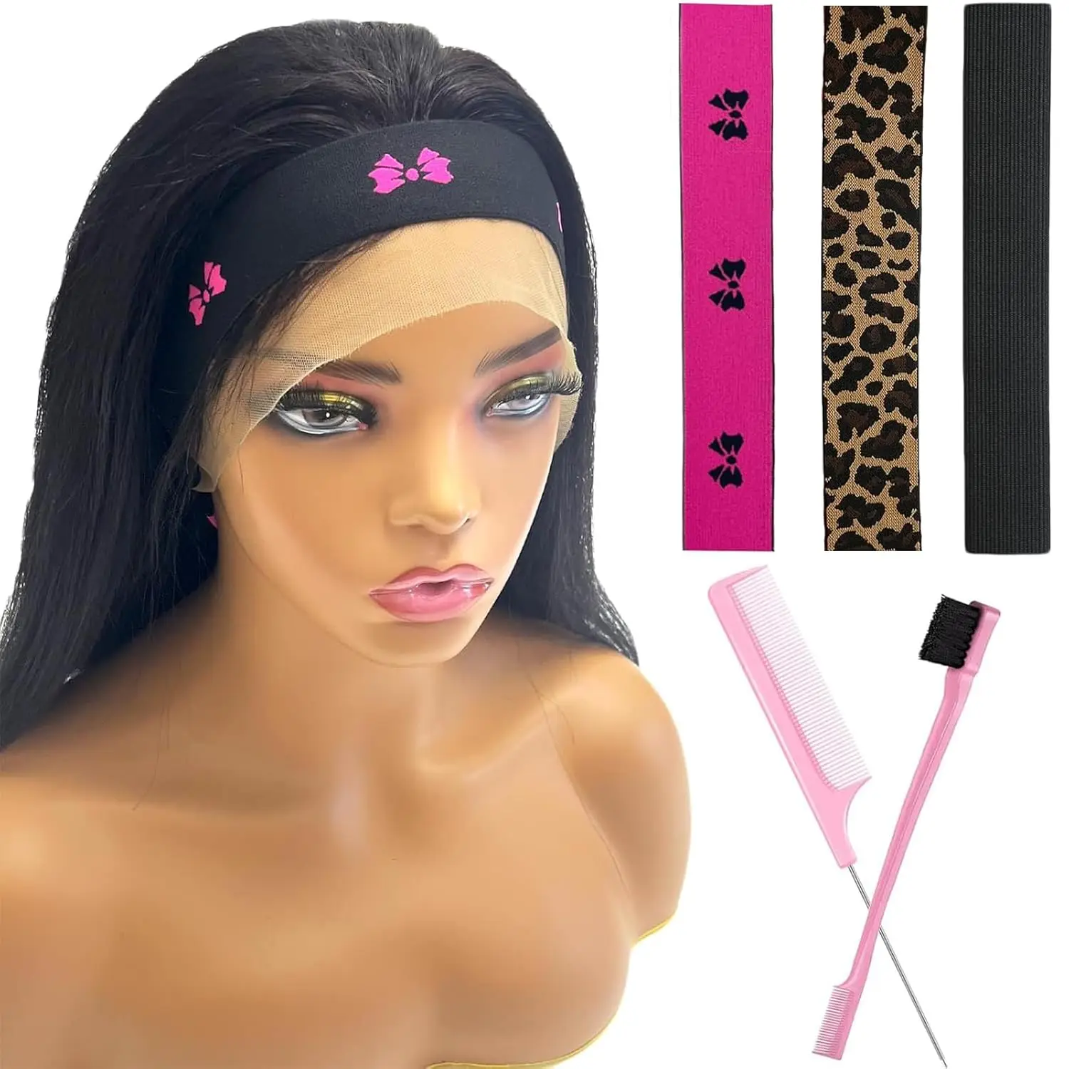 Elastic Wig Band Set for Lace Front Wigs - Secure, Adjustable, and Comfortable (5 Pieces, Black+Bow+Leopard)
Elastic Wig Band Set for Lace Front Wigs - Secure, Adjustable, and Comfortable (5 Pieces, Black+Bow+Leopard)