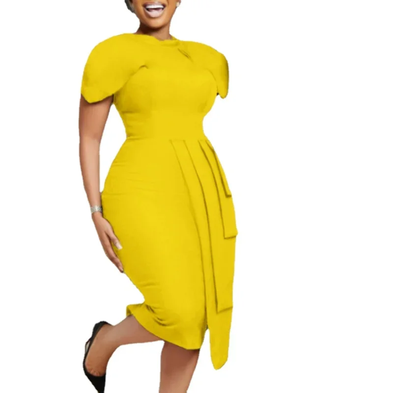 2025 Summer Elegant African Women O-neck Short Sleeve Polyester Red Black Blue Knee-length Dress African Dresses for Women
2025 Summer Elegant African Women O-neck Short Sleeve Polyester Red Black Blue Knee-length Dress African Dresses for Women