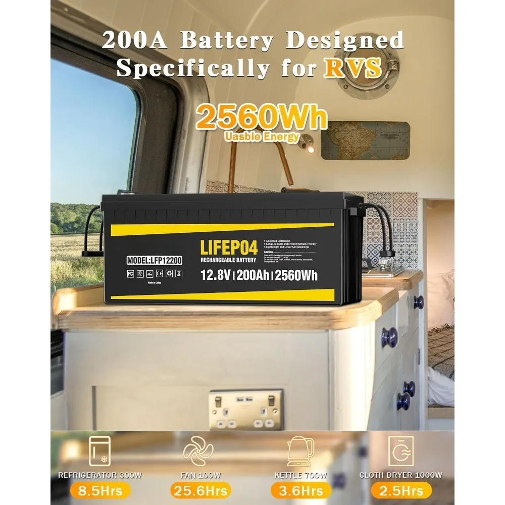 12V 200Ah LiFePO4 Battery, Iron Phosphate Lithium Battery, 200A BMS & 15000+ Deep Cycle, Solar Energy Storage, Custom
12V 200Ah LiFePO4 Battery, Iron Phosphate Lithium Battery, 200A BMS & 15000+ Deep Cycle, Solar Energy Storage, Custom
