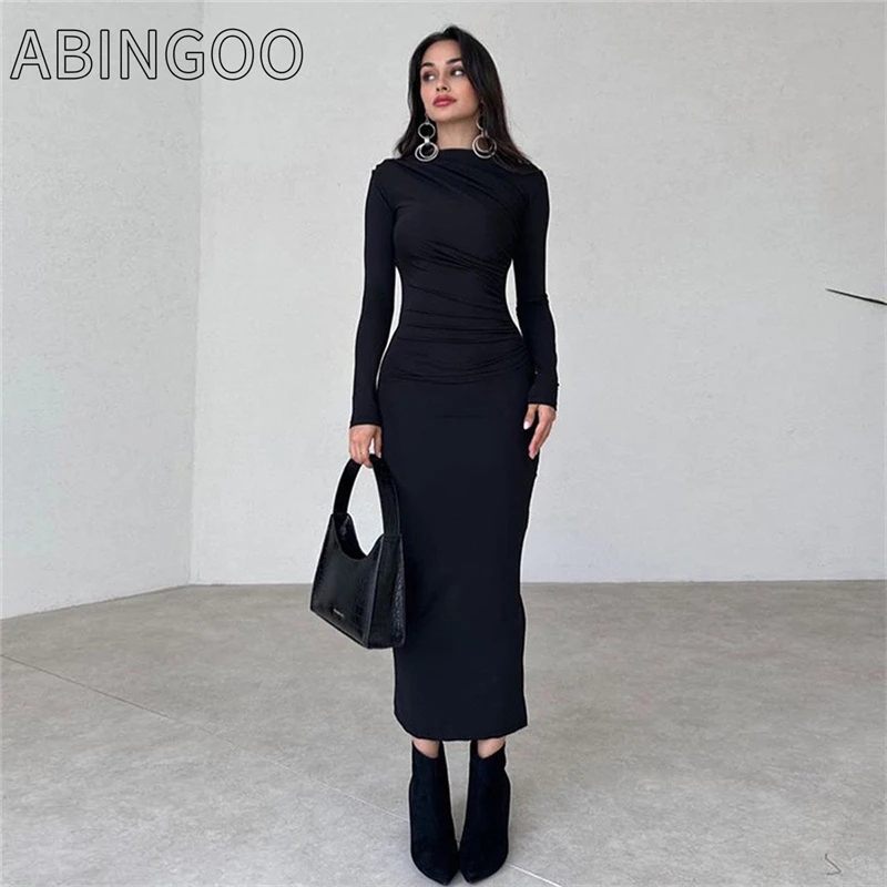 ABINGOO Solid Black Long Sleeved Dress Sexy Hip Wrapped Women's Skinny Dress Elegant Party Robes 2024 Autum New
ABINGOO Solid Black Long Sleeved Dress Sexy Hip Wrapped Women's Skinny Dress Elegant Party Robes 2024 Autum New