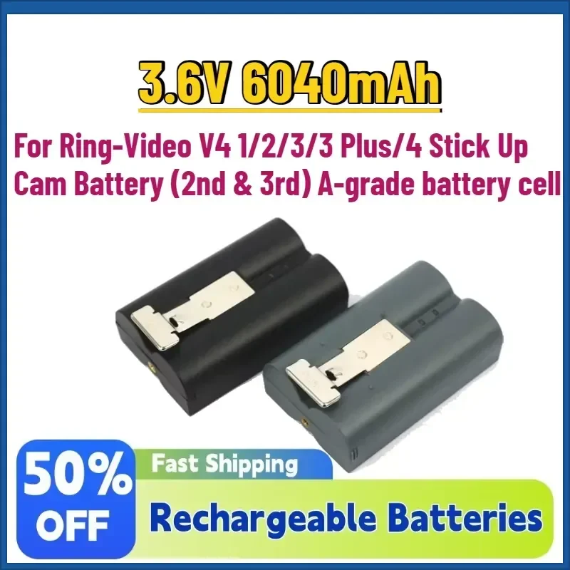 Upgrade 3.6V 6040mAh Rechargeable Battery for Ring-Video V4 1/2/3/3 Plus/4 Stick Up Cam Battery (2nd & 3rd) A-grade Battery
Upgrade 3.6V 6040mAh Rechargeable Battery for Ring-Video V4 1/2/3/3 Plus/4 Stick Up Cam Battery (2nd & 3rd) A-grade Battery