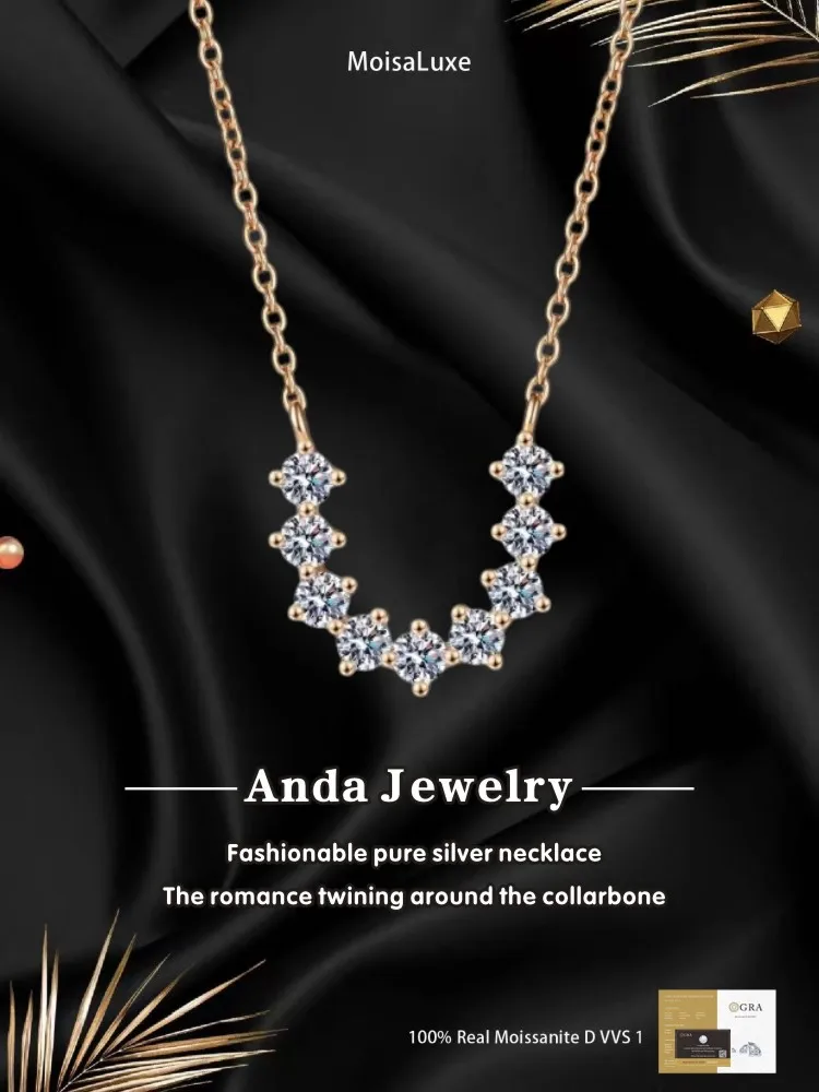 Moissanite Plata Sterling 925 Silver Fashion U-shaped Row Pendant Necklace Collarbone Chain GRA Certified
Moissanite Plata Sterling 925 Silver Fashion U-shaped Row Pendant Necklace Collarbone Chain GRA Certified