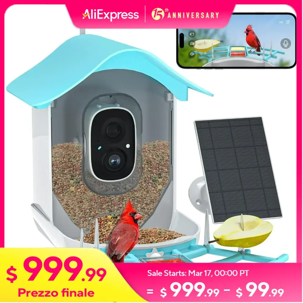 Smart Bird Feeder with Camera, AI Identify Birds Species, Bird Watching Camera with Solar Panel, Auto Capture Bird Videos
Smart Bird Feeder with Camera, AI Identify Birds Species, Bird Watching Camera with Solar Panel, Auto Capture Bird Videos
