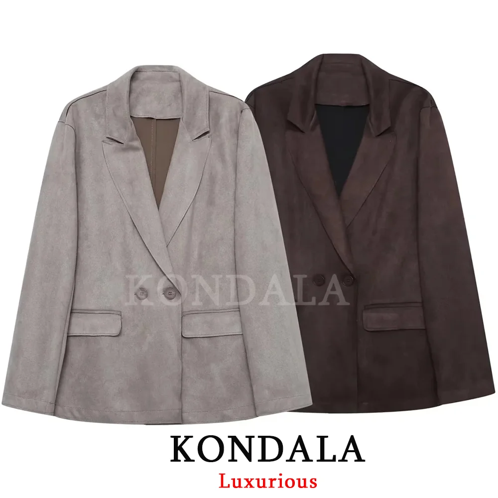 KONDALA офисный женский шикарный женский замшевый пиджак, однотонный двубортный пиджак с зубцами и карманами, модный весенний пиджак 2026, весенний пиджак
KONDALA офисный женский шикарный женский замшевый пиджак, однотонный двубортный пиджак с зубцами и карманами, модный весенний пиджак 2026, весенний пиджак