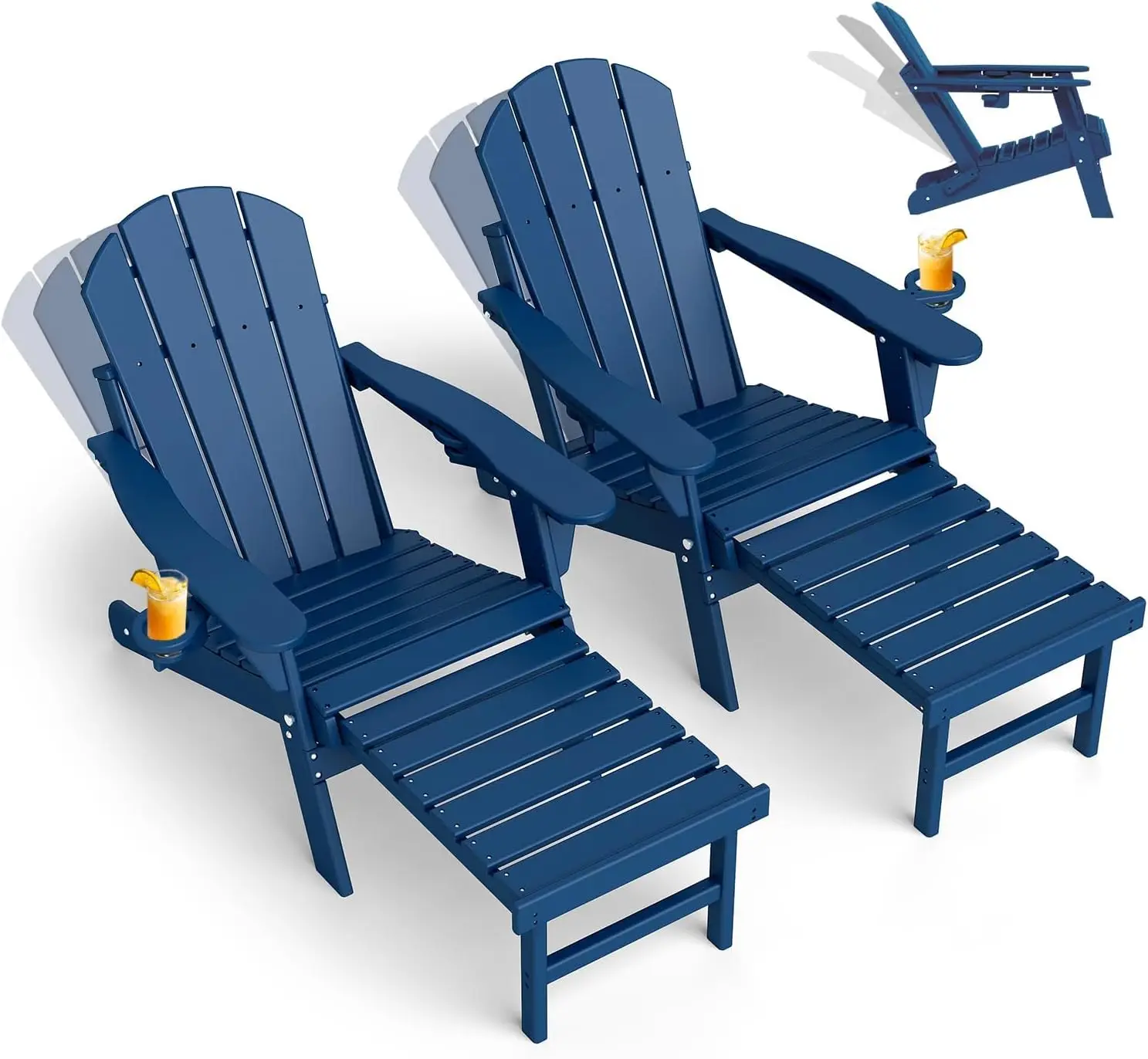 Adjustable Adirondack Chair with Retractable Ottoman Set of 2 | Folding | HDPE Plastic,Fire Pit Chairs w/Foot Rest,2 Cup Holders
Adjustable Adirondack Chair with Retractable Ottoman Set of 2 | Folding | HDPE Plastic,Fire Pit Chairs w/Foot Rest,2 Cup Holders
