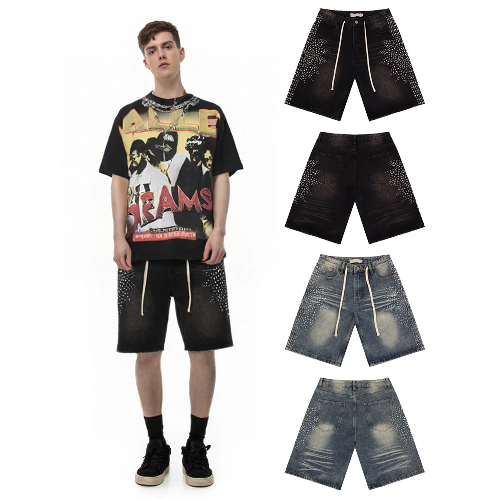 Summer Y2k Streetwear Clothing Loose Shorts Jeans with Rhinestones Hiphop Street Style Cotton Casual Retro Shorts Pants for Mens
Summer Y2k Streetwear Clothing Loose Shorts Jeans with Rhinestones Hiphop Street Style Cotton Casual Retro Shorts Pants for Mens