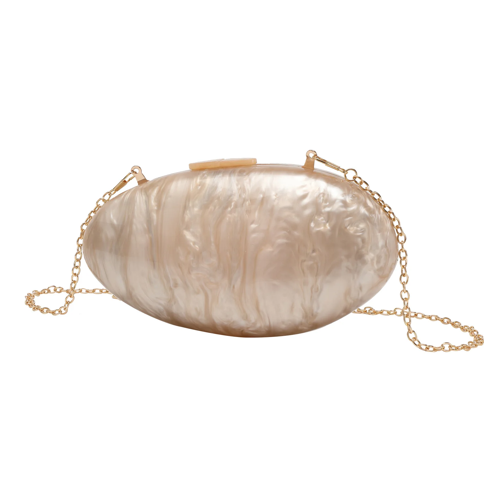 Fashionable Women's Evening Clutch Elliptical Shell Oval Acrylic Stylish Evening Bag with Chain for Shoulder or Crossbody Carry
Fashionable Women's Evening Clutch Elliptical Shell Oval Acrylic Stylish Evening Bag with Chain for Shoulder or Crossbody Carry
