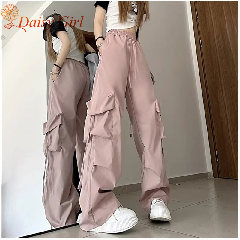 Retro Solid Color Work Pants Girls Three-Dimensional Pockets With High Waist Straight Wide Legs Streamers Loose Floor Trousers
Retro Solid Color Work Pants Girls Three-Dimensional Pockets With High Waist Straight Wide Legs Streamers Loose Floor Trousers