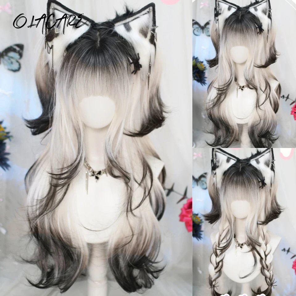 Long Body Wave Black And White Ombre Cosplay Wigs Heat Resistant Synthetic Wigs Bangs Natural Lolita Wigs For Women Halloween LM
Long Body Wave Black And White Ombre Cosplay Wigs Heat Resistant Synthetic Wigs Bangs Natural Lolita Wigs For Women Halloween LM