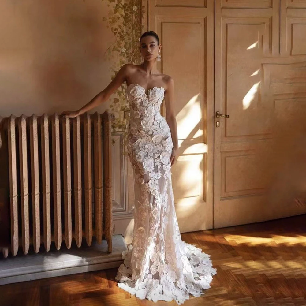 Wedding Dress Bride Gown 2025 Strapless Sleeveless Mermaid Bridal Dress with Applique Formal Wedding Gowns for Bride Customized
Wedding Dress Bride Gown 2025 Strapless Sleeveless Mermaid Bridal Dress with Applique Formal Wedding Gowns for Bride Customized