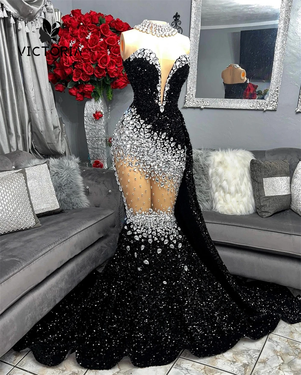 Black Sequin Luxury Prom Dresses 2025 Black Girls Crystal Sweetheart Elegant Party Dress Mermaid Formal Gowns Africa Customized
Black Sequin Luxury Prom Dresses 2025 Black Girls Crystal Sweetheart Elegant Party Dress Mermaid Formal Gowns Africa Customized