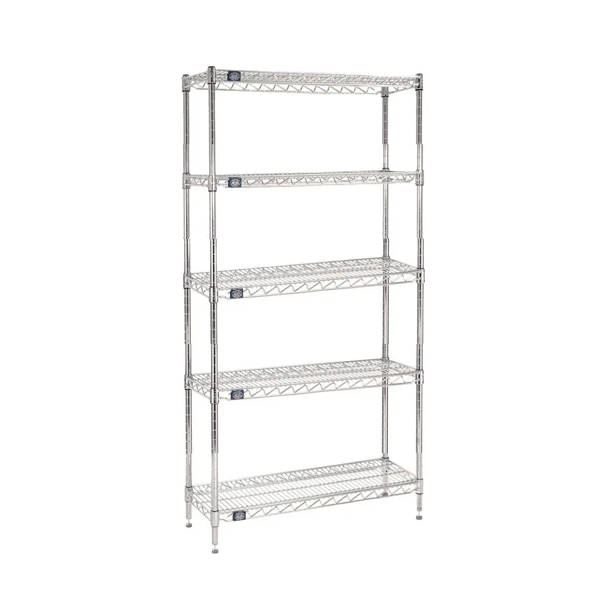 - 24" x 30" x 86", 5 Tier, NSF Listed Adjustable Wire Shelving, Unit Commercial Storage Rack, Chrome, Leveling feet
- 24" x 30" x 86", 5 Tier, NSF Listed Adjustable Wire Shelving, Unit Commercial Storage Rack, Chrome, Leveling feet