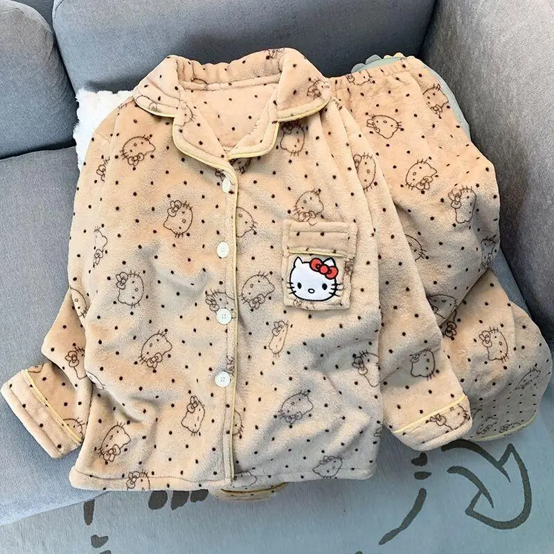 Sanrio Hello Kitty Women's Japanese Style Plush Flannel Pajama Set Autumn Winter Fleece Thickened Home Loungewear Sleepwear
Sanrio Hello Kitty Women's Japanese Style Plush Flannel Pajama Set Autumn Winter Fleece Thickened Home Loungewear Sleepwear