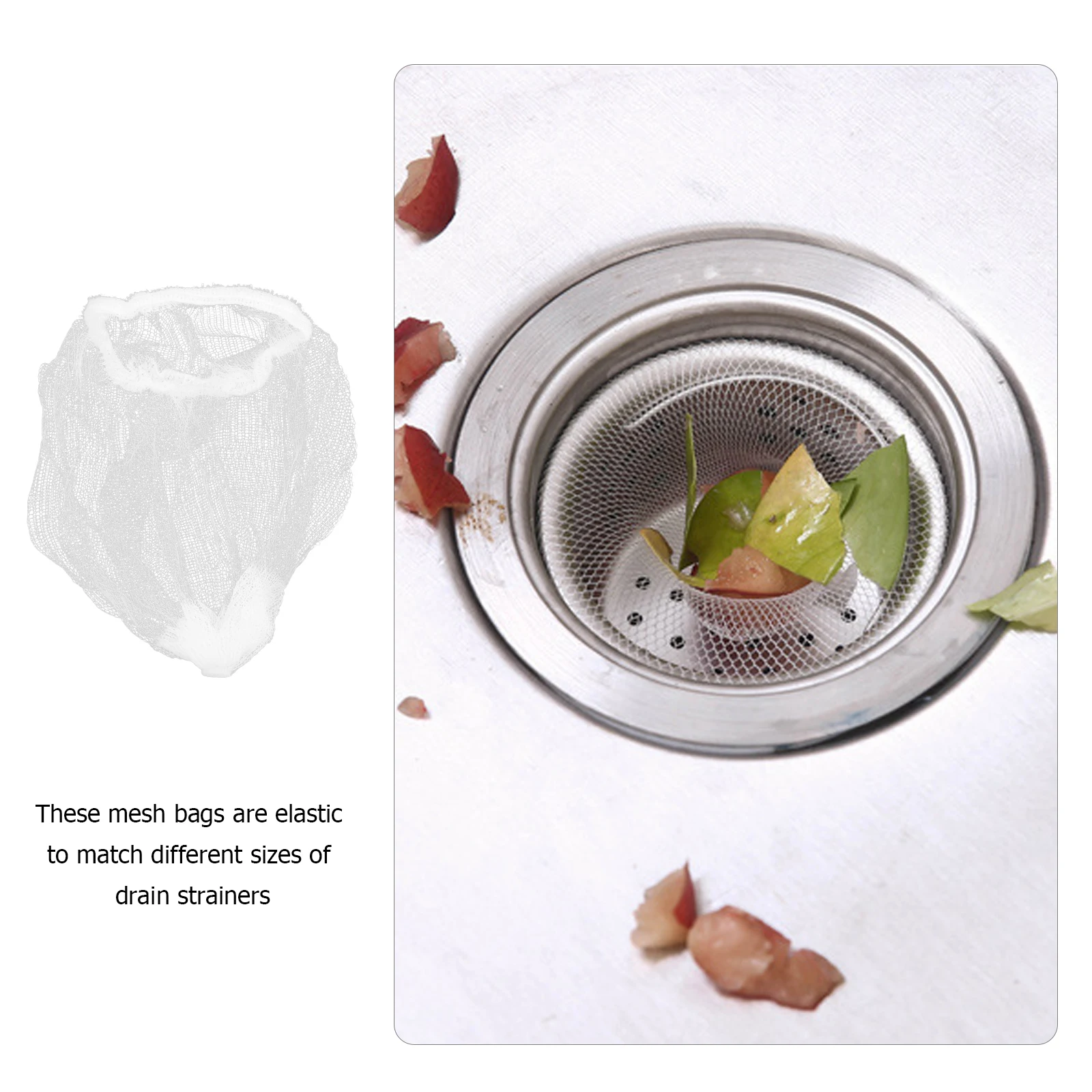 200pcs Sink Filter Mesh Bag Drain Strainer Disposable Drainage Filter Pouch Fine Mesh White Elastic Net For Washing Strainer
200pcs Sink Filter Mesh Bag Drain Strainer Disposable Drainage Filter Pouch Fine Mesh White Elastic Net For Washing Strainer