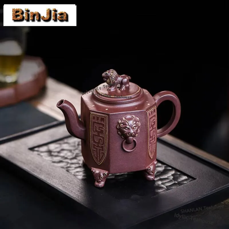 450ml Handmade Yixing Purple Clay Teapots Handmade Lion Lid Octagonal Pot Raw Ore Purple Mud Kettle Chinese Zisha Tea Set Craft
450ml Handmade Yixing Purple Clay Teapots Handmade Lion Lid Octagonal Pot Raw Ore Purple Mud Kettle Chinese Zisha Tea Set Craft