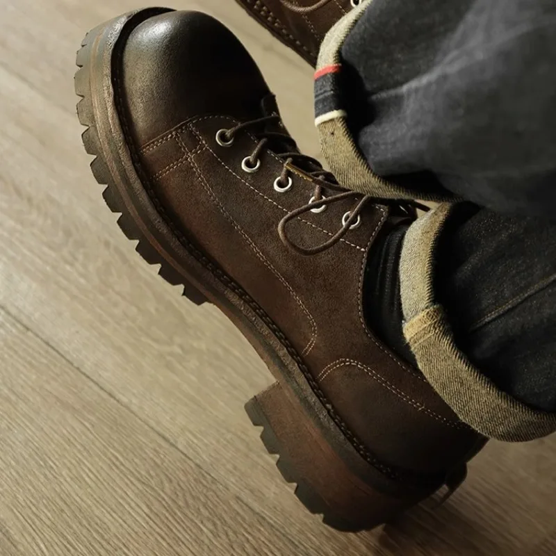 Мужские рабочие туфли из натуральной кожи в американском стиле с большим носком и толстой подошвой, формальные мужские износостойкие повседневные туфли дерби из воловьей кожи
Мужские рабочие туфли из натуральной кожи в американском стиле с большим носком и толстой подошвой, формальные мужские износостойкие повседневные туфли дерби из воловьей кожи