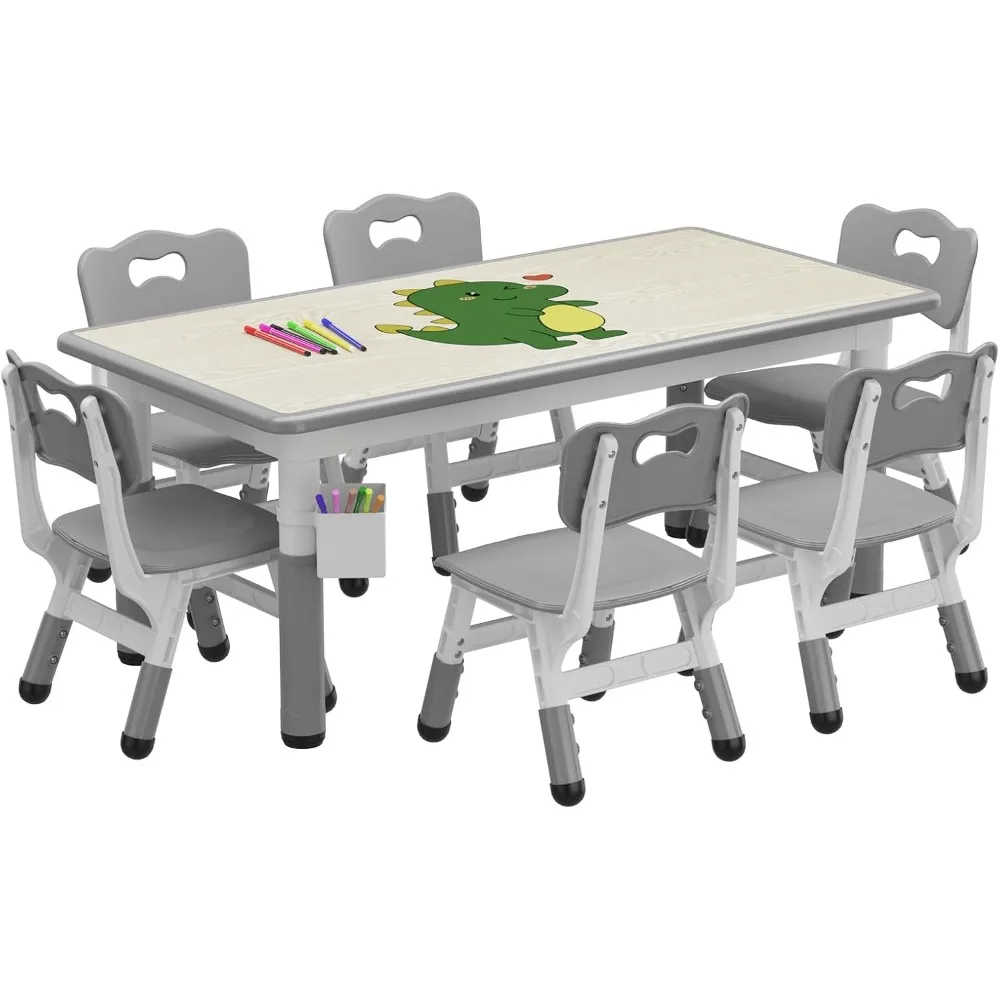 Kids Table and 6 Chairs Set with Storage Box, Height Adjustable Toddler Table and Chair Set for Ages 2-10, Children Tables
Kids Table and 6 Chairs Set with Storage Box, Height Adjustable Toddler Table and Chair Set for Ages 2-10, Children Tables