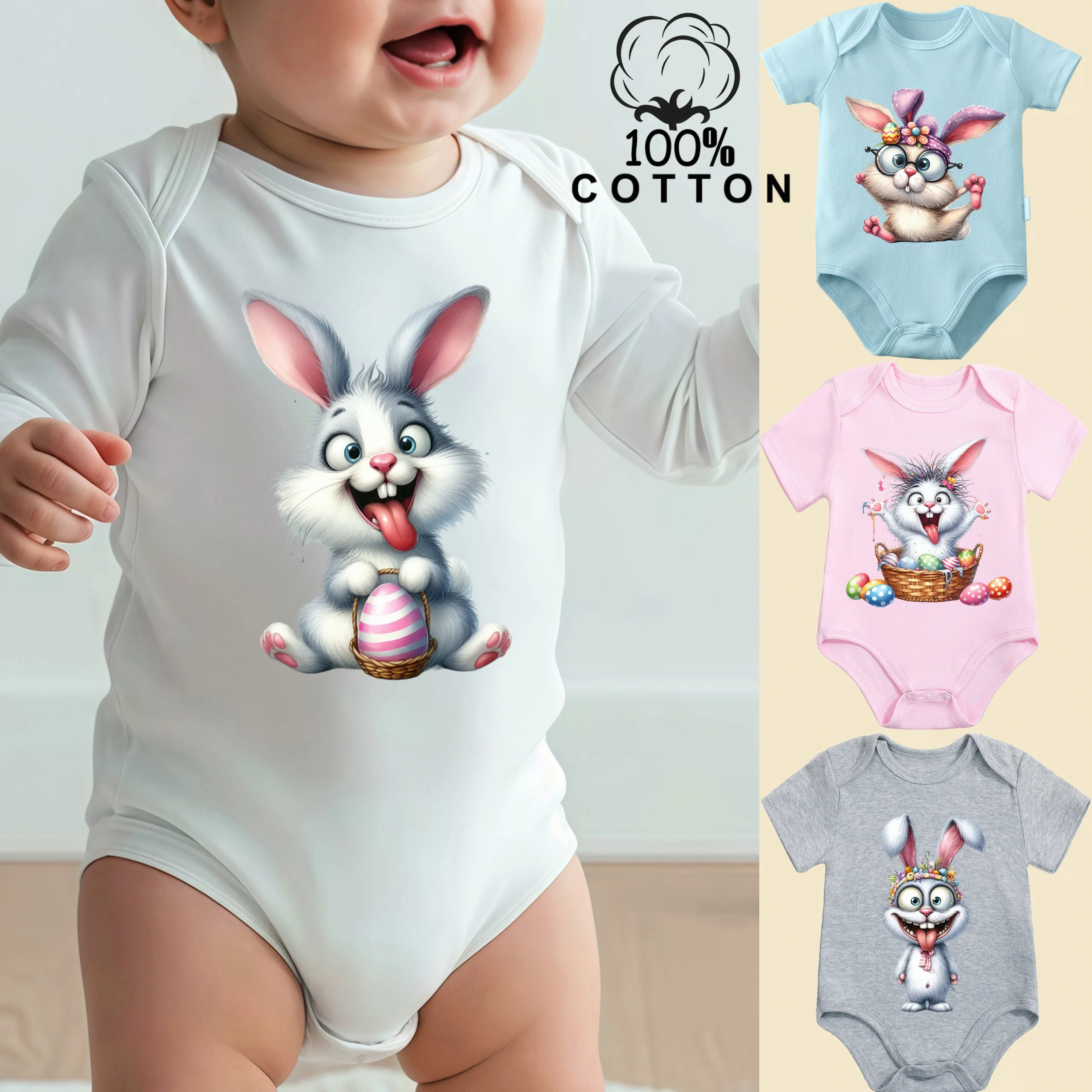 Комбинезон из чистого хлопка с принтом кролика Happy Easter, удобная одежда для малышей, комбинезон для новорожденных от 0 до 12 месяцев
Комбинезон из чистого хлопка с принтом кролика Happy Easter, удобная одежда для малышей, комбинезон для новорожденных от 0 до 12 месяцев