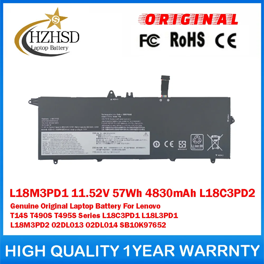 L18M3PD1 11.52V 57Wh 4830mAh L18C3PD2 Genuine Original Laptop Battery For Lenovo T490S T495S L18C3PD1 L18L3PD1 L18M3PD2 02DL013
L18M3PD1 11.52V 57Wh 4830mAh L18C3PD2 Genuine Original Laptop Battery For Lenovo T490S T495S L18C3PD1 L18L3PD1 L18M3PD2 02DL013