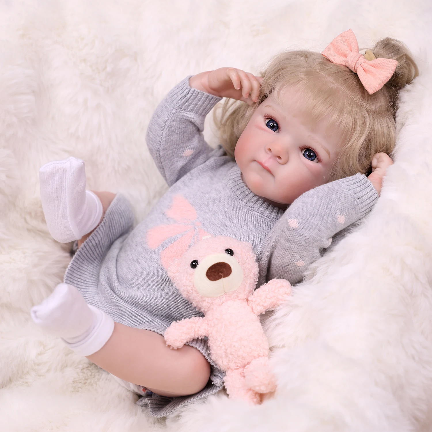 18 Inch Full Vinyl Reborn Baby Girl Doll Lulu High Quality Handmade 3D Painted with Visible Veins Waterproof Toy
18 Inch Full Vinyl Reborn Baby Girl Doll Lulu High Quality Handmade 3D Painted with Visible Veins Waterproof Toy