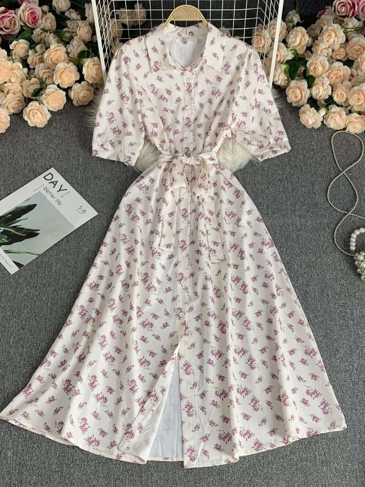 Women Lapel Long Sleeved Single Breasted Print A-line Dress Summer High Waist Bohemian Vacation Party Dresses Vestidos
Women Lapel Long Sleeved Single Breasted Print A-line Dress Summer High Waist Bohemian Vacation Party Dresses Vestidos