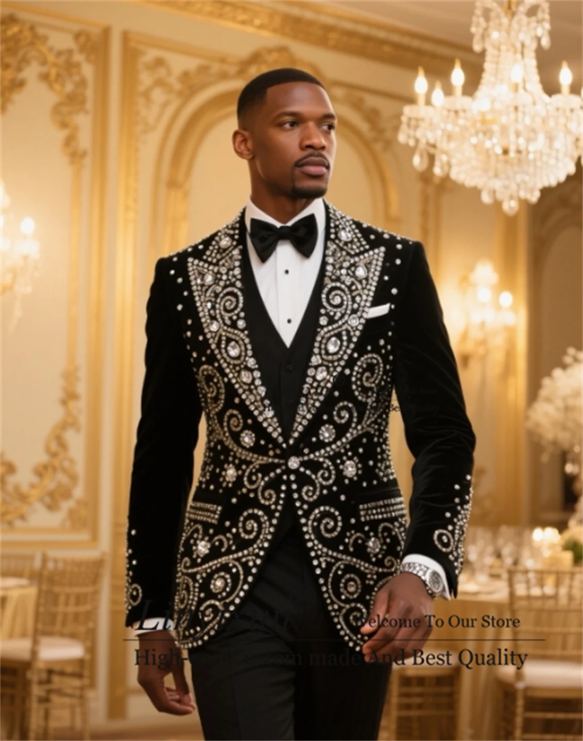 High End Stone Crystals Tuxedos Men Suit 3 Pieces Sets Groom Wedding Male Party Costume Homme Customized Slim Fit Ropa Blazer
High End Stone Crystals Tuxedos Men Suit 3 Pieces Sets Groom Wedding Male Party Costume Homme Customized Slim Fit Ropa Blazer