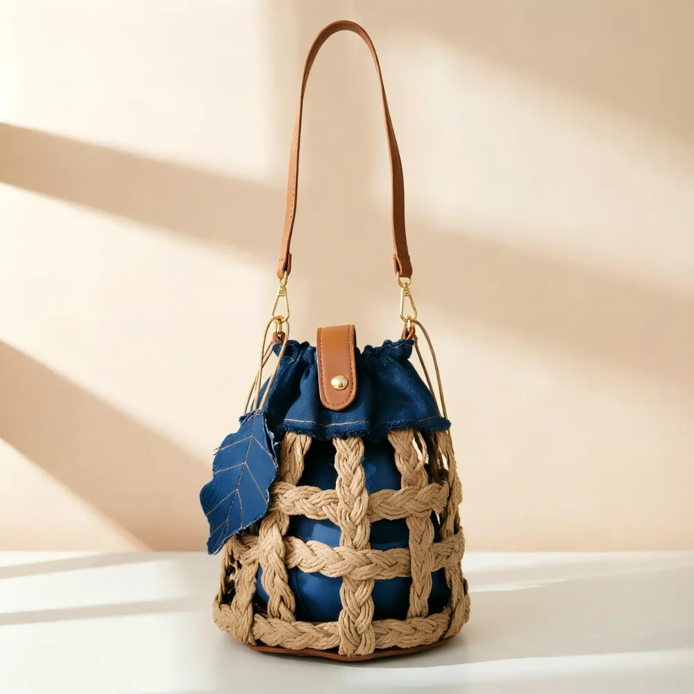 Bohemian Woven Bucket Bag Denim Patchwork Women Shoulder Bag NEW Hollow Purses and Handbags Summer Travel Beach Bags for Women
Bohemian Woven Bucket Bag Denim Patchwork Women Shoulder Bag NEW Hollow Purses and Handbags Summer Travel Beach Bags for Women