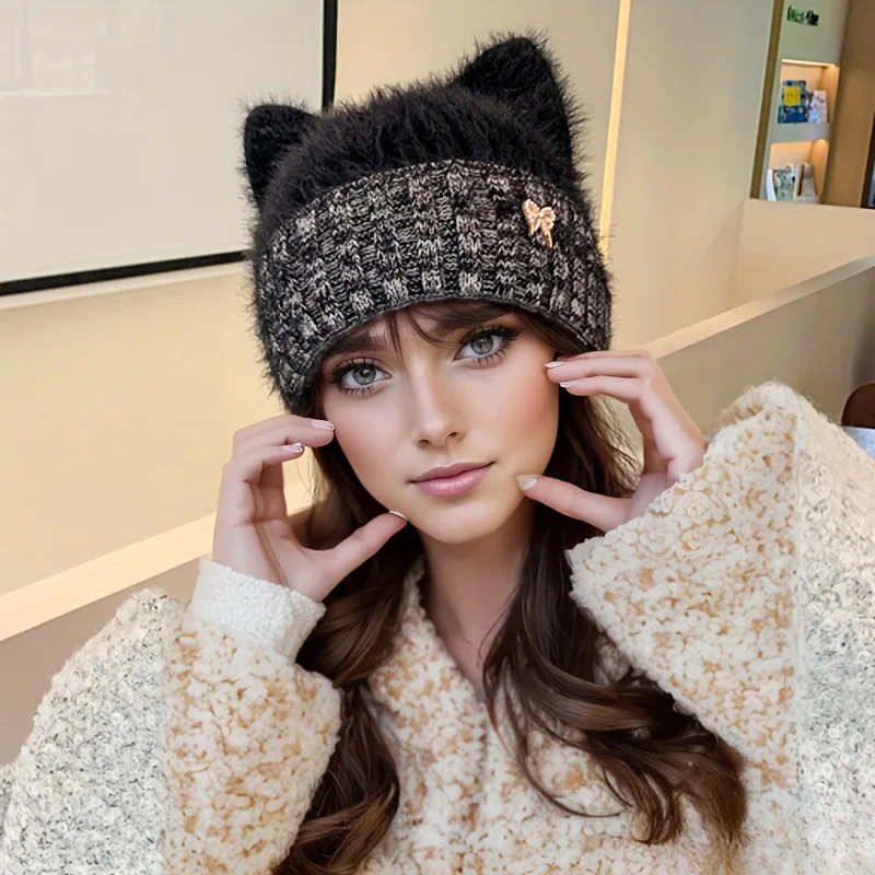1pcs Korean Version of Autumn and Winter Hat Metal Diamond Label Cute Ear Knitted Hat Winter Warm Ear Protection Hat Thick
1pcs Korean Version of Autumn and Winter Hat Metal Diamond Label Cute Ear Knitted Hat Winter Warm Ear Protection Hat Thick