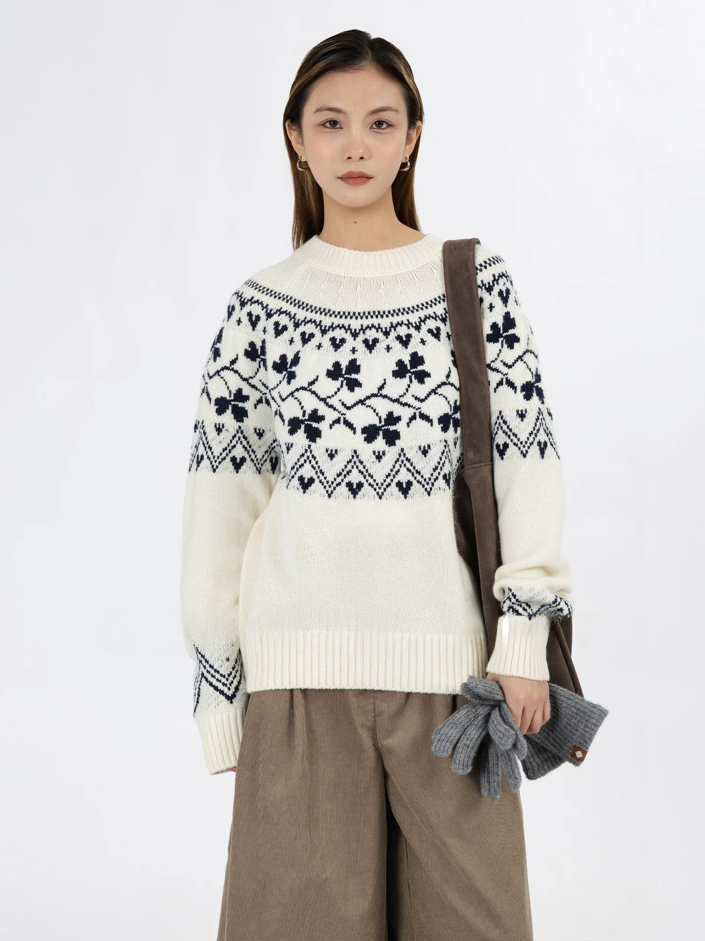 Women's Geometric Knitted Sweater round Ne Pullover Wool Blend Loose Fit Comfortable Long Sve Casual Top for Autumn
Women's Geometric Knitted Sweater round Ne Pullover Wool Blend Loose Fit Comfortable Long Sve Casual Top for Autumn