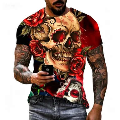 Summer New Red Rose Skull T-shirt Breathable and Versatile Niche Hardcore Top
Summer New Red Rose Skull T-shirt Breathable and Versatile Niche Hardcore Top