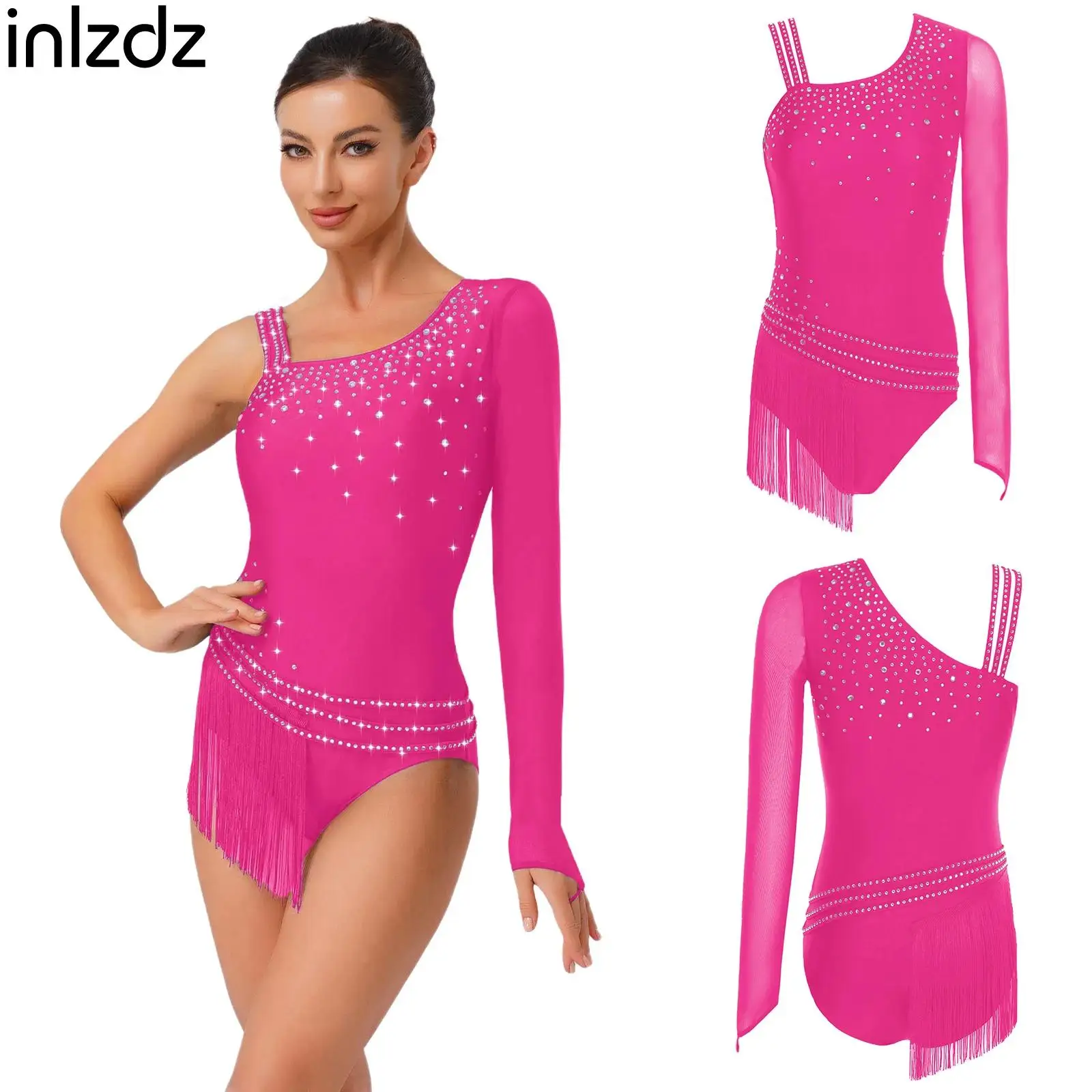 Womens Rhinestones Tassel Ballet Figure Skating Gymnastic Bodysuit Dress Asymmetrical Shoulder Fringed Dance Leotard Dancewear
Womens Rhinestones Tassel Ballet Figure Skating Gymnastic Bodysuit Dress Asymmetrical Shoulder Fringed Dance Leotard Dancewear