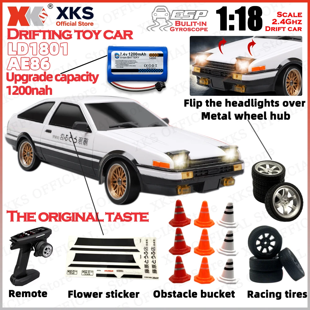 XKS LD1801 LD18041:18 Remote Control Car 2.4g Remote Control AE86 AWD with Gyroscope Remote Control Drift Racing Toy Boy Gift
XKS LD1801 LD18041:18 Remote Control Car 2.4g Remote Control AE86 AWD with Gyroscope Remote Control Drift Racing Toy Boy Gift
