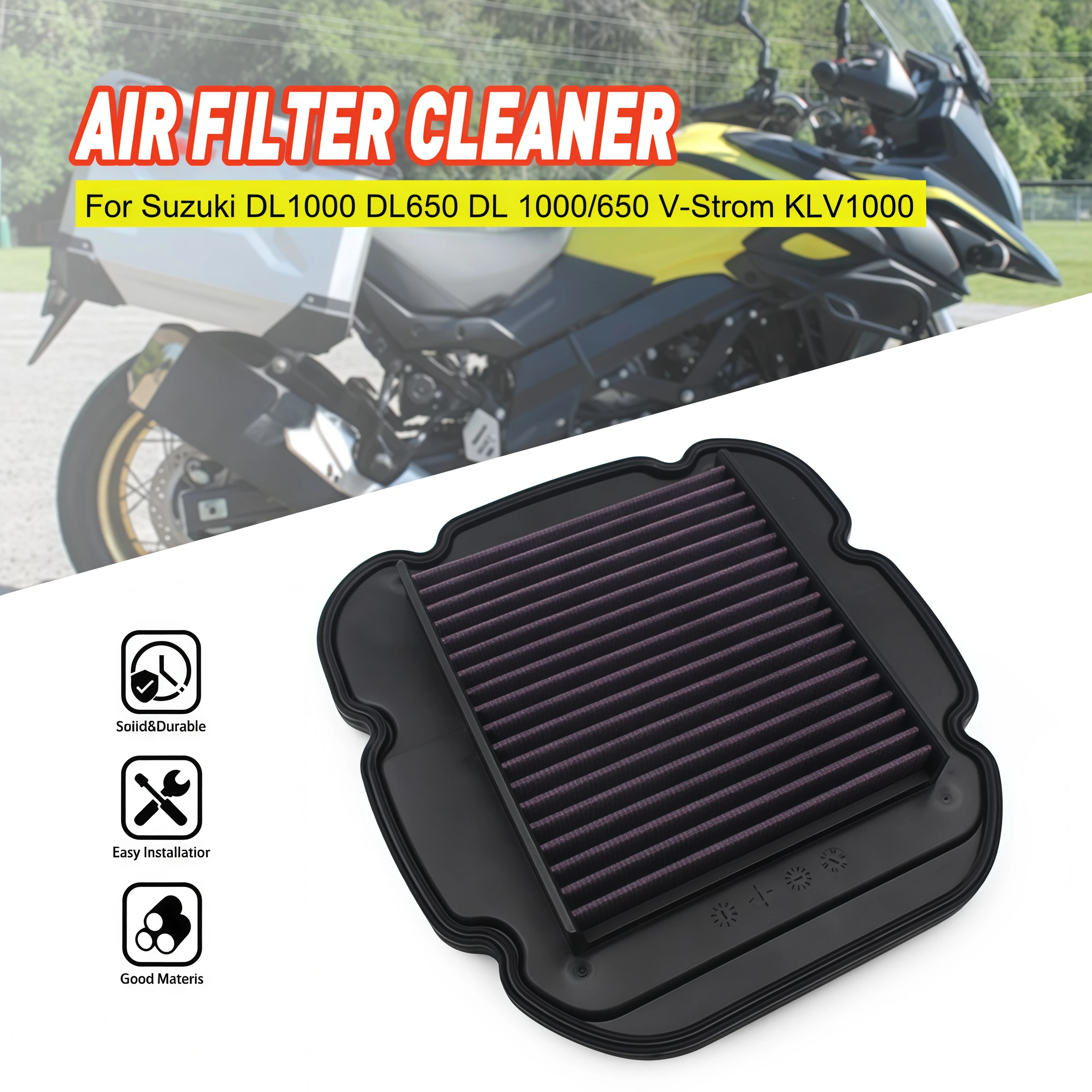 Motorcycle Air Filter Intake Cleaner Fit for Suzuki DL650 DL 650 V-Strom 2004-2016 DL1000 DL 1000 VStrom 2002-2012
Motorcycle Air Filter Intake Cleaner Fit for Suzuki DL650 DL 650 V-Strom 2004-2016 DL1000 DL 1000 VStrom 2002-2012