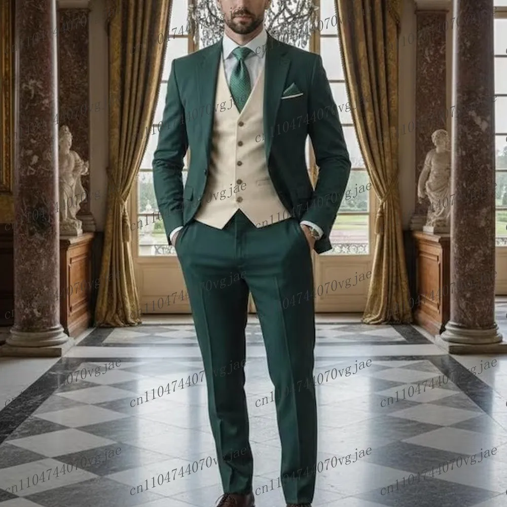 Dark Green And Beige Men Suit Formal Wedding Party Groom Business Male Tuxedos Customized 3 Piece Set Jacket Vest Pants
Dark Green And Beige Men Suit Formal Wedding Party Groom Business Male Tuxedos Customized 3 Piece Set Jacket Vest Pants