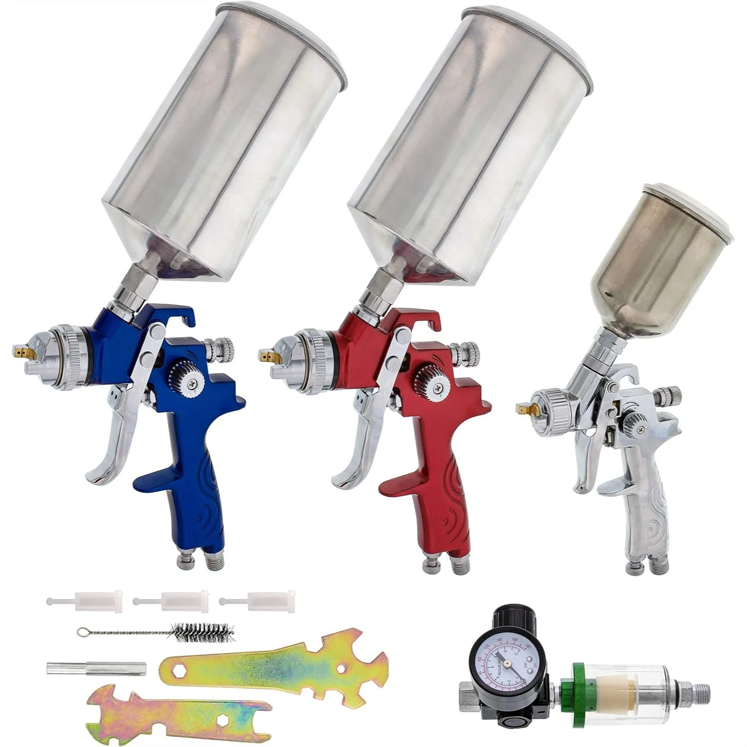 HVLP Spray Gun Kit for Auto Paint, 3 Sprayers (1.0mm, 1.4mm, 1.8mm) with Cups & Air Regulator for Primer, Topcoat & Touch-Up
HVLP Spray Gun Kit for Auto Paint, 3 Sprayers (1.0mm, 1.4mm, 1.8mm) with Cups & Air Regulator for Primer, Topcoat & Touch-Up