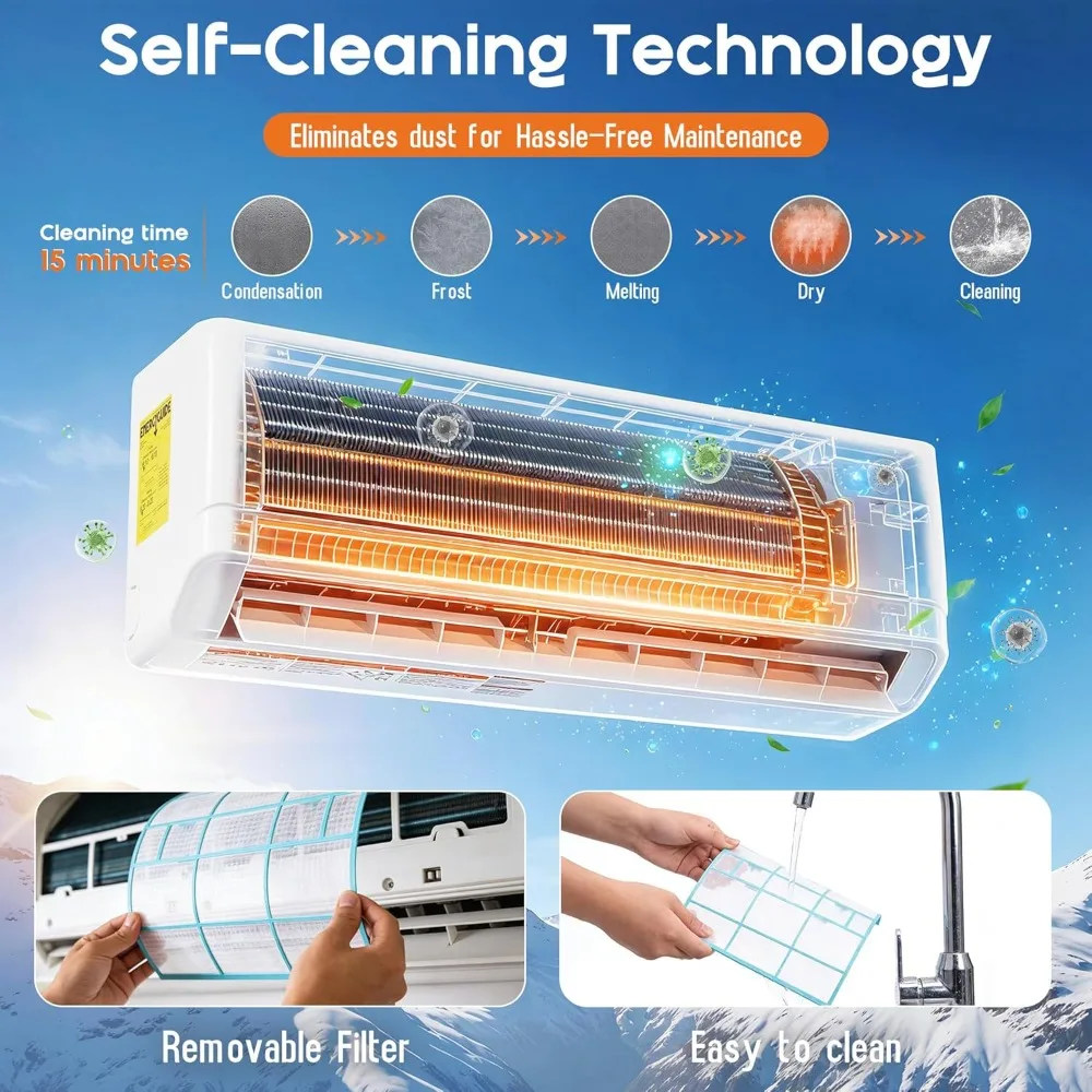 12000 BTU Mini Split AC & Heater, SEER2 18 115V Inverter Self-Cleaning APP Remote Control Cools 750 Sq.Ft, Custom
12000 BTU Mini Split AC & Heater, SEER2 18 115V Inverter Self-Cleaning APP Remote Control Cools 750 Sq.Ft, Custom