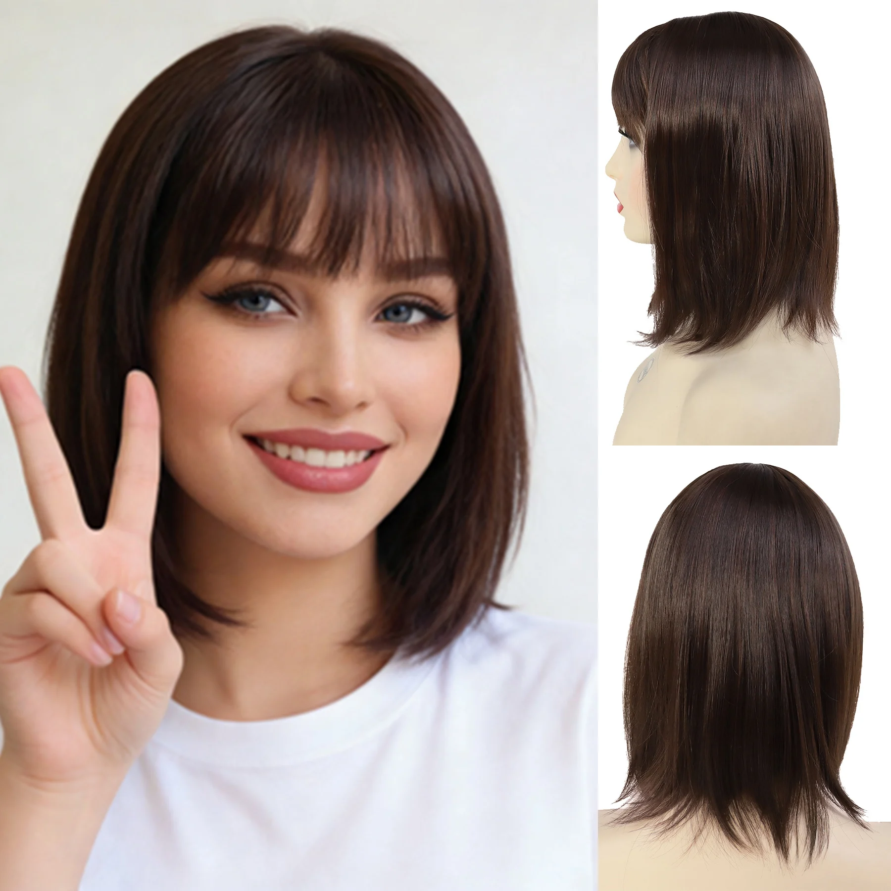 Синтетический парик-каре темно-коричневого цвета для пожилых женщин, натуральная прическа, короткий прямой парик с челкой, повседневный парик для мам, для косплея
Синтетический парик-каре темно-коричневого цвета для пожилых женщин, натуральная прическа, короткий прямой парик с челкой, повседневный парик для мам, для косплея