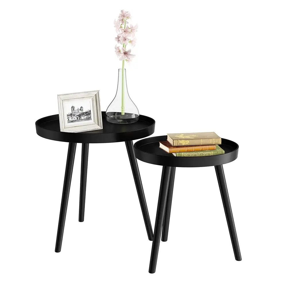 Nesting Side Tables - Set Of 2 Round End Tables For Living Room, Bedroom, Or Home Office - Accent Table Set With Tray Tops -
Nesting Side Tables - Set Of 2 Round End Tables For Living Room, Bedroom, Or Home Office - Accent Table Set With Tray Tops -