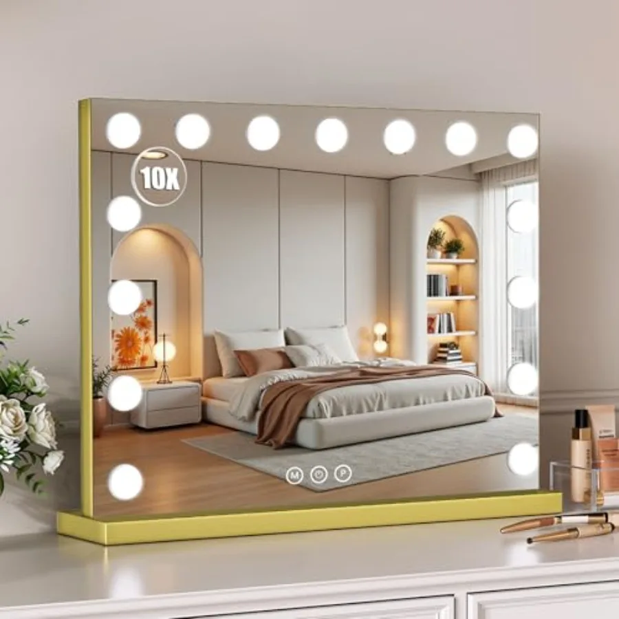 Vanity Mirror with Lights, 23"×18" Large Hollywood Makeup Mirror with 15 Dimmable Bulbs, 3-Color Lighting, Dimmable, 10x Magnif
Vanity Mirror with Lights, 23"×18" Large Hollywood Makeup Mirror with 15 Dimmable Bulbs, 3-Color Lighting, Dimmable, 10x Magnif