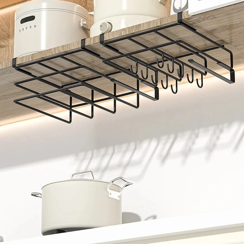 kitchen cabinet Hanging rack under, household iron art organizing rack, cutting board rack, hook, pot cover storage rack 
kitchen cabinet Hanging rack under, household iron art organizing rack, cutting board rack, hook, pot cover storage rack
