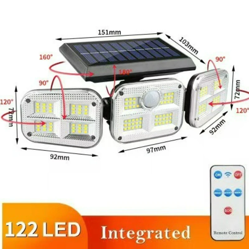 New Solar Wall Lamp Three Rotating Outdoor Lighting Waterproof Street Light Human Body Induction Road Lighting
New Solar Wall Lamp Three Rotating Outdoor Lighting Waterproof Street Light Human Body Induction Road Lighting